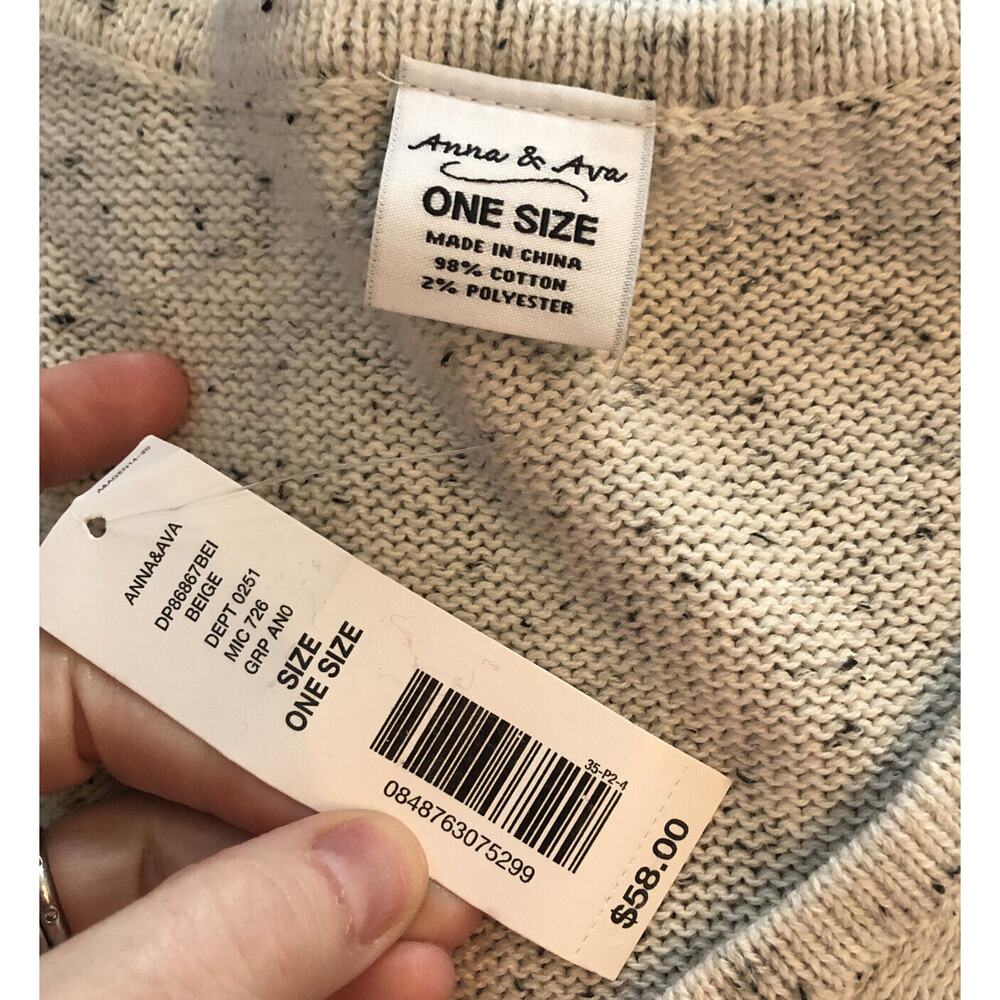 New Anna and Ava Cream And Black Sweater‎ Coverup Wrap One Size - Picture 7 of 7